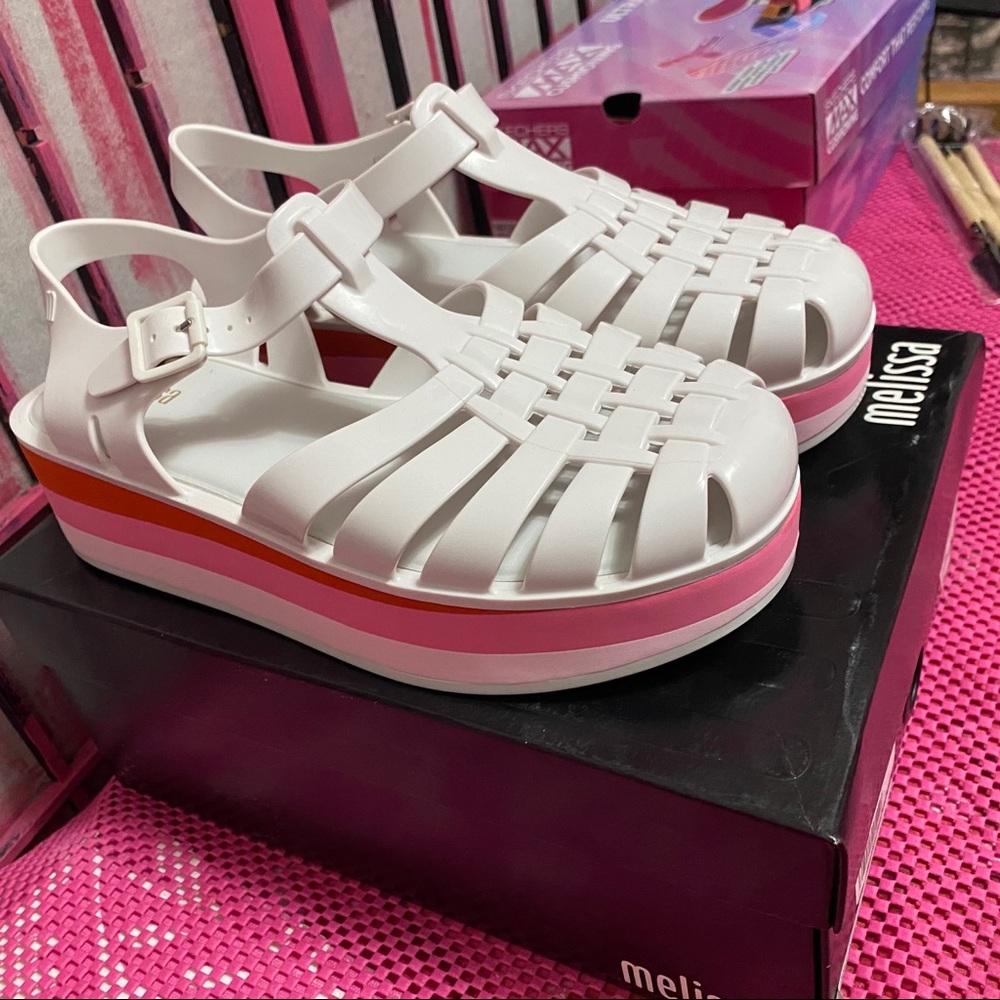 Melissa Platform Jelly Sandals white